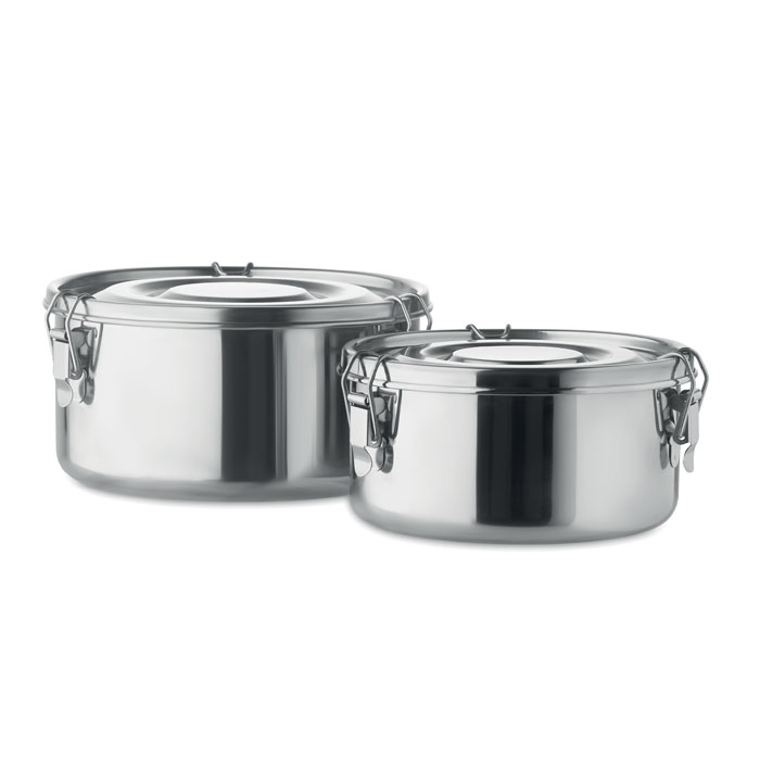 2 Lunch box inox publicitaires 450 et 900 ml ELLES silver mate